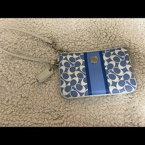 COACH wristlet blue and white like new!!